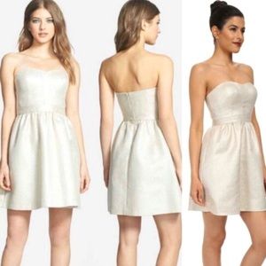 Aidan Mattox Gold Metallic Strapless Dress